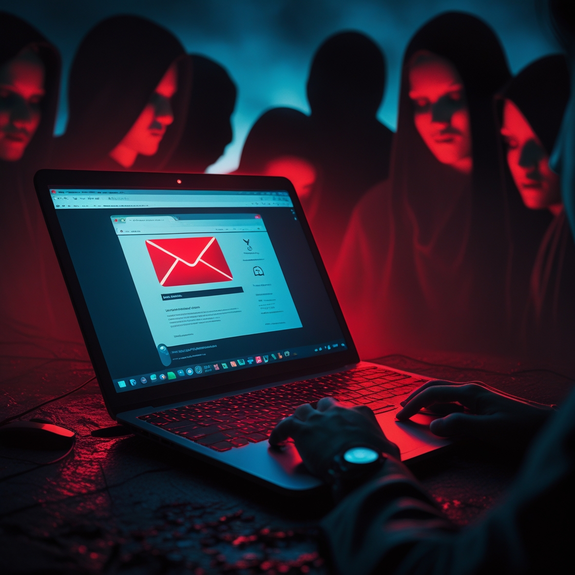 Leonardo Phoenix 10 A laptop with a glowing red screen display 1